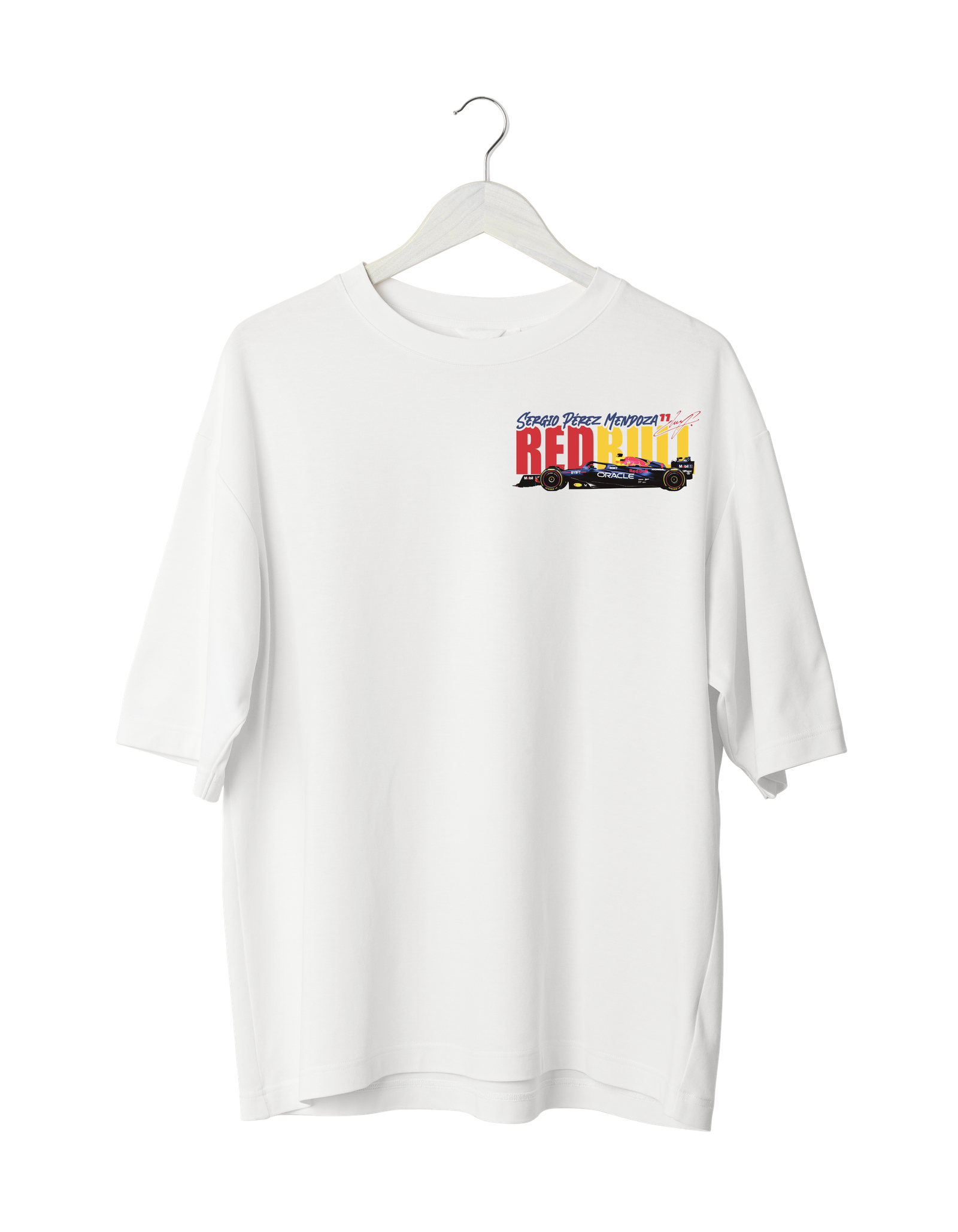 White Red Bold Minimalist Sale Poster (3) Red Bull Racing T-Shirt | WHITE | (Oversized)